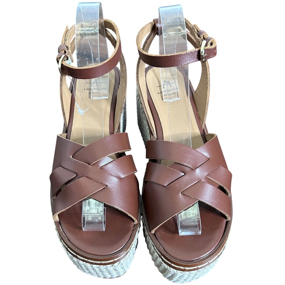 $475 Aquatalia Women's Diana Wedge Chunky Platform Leather Sandal size 9 NWOB